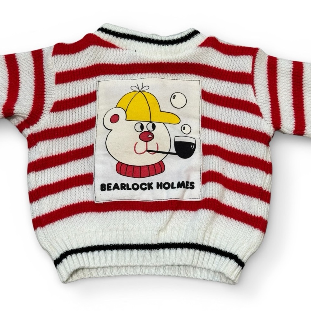 Vintage Bearlock Sherlock Holmes Bear Sweater striped baby toddler 12m